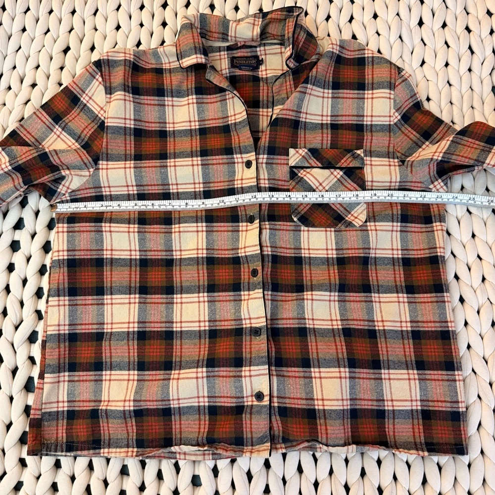 Pendleton Plaid Button-Front Flannel Lounge Shirt - image 5